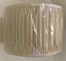 12" LORNA CHAMPAGNE CREAM PINCH PLEAT DRUM WITH DIAMANTES CEILING LIGHT SHADE