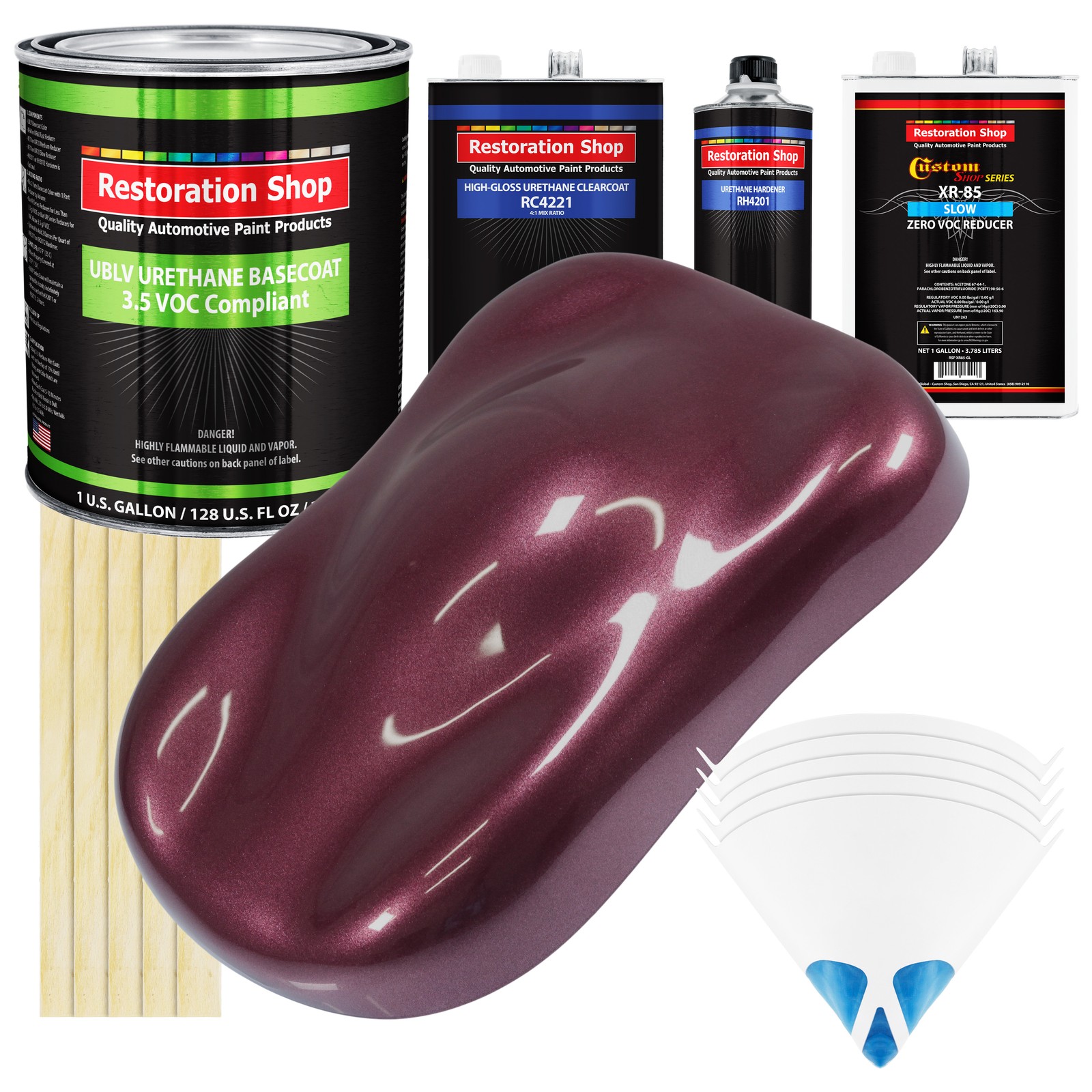Milano Maroon Firemist Low VOC Slow Paint 1 Gal Urethane Basecoat Clearcoat Kit