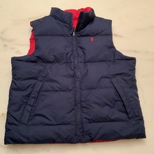 Polo Ralph Lauren Toddler Boys Reversible Puffer Winter Vest 5 Blue Red Pony