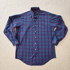 Vintage Chaps Ralph Lauren Shirt Mens M Blue Plaid Long Sleeve Button Down 90s