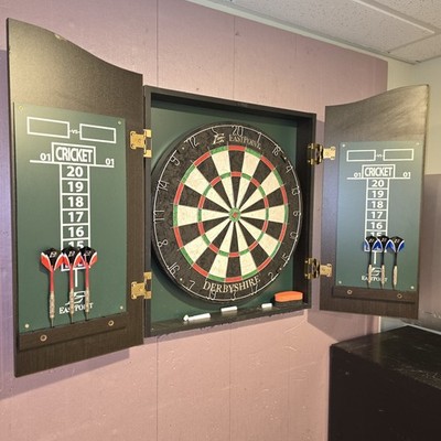 Derbyshire Official Size Bristle Dartboard & Cabinet EastPoint Sports