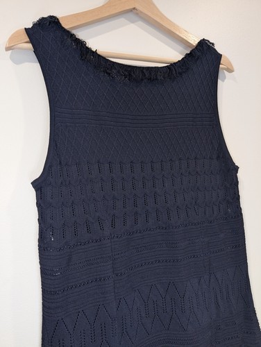 Alannah Hill Navy Knit Dress Sunset Seduction Stretch Pointelle Size 12 - Picture 9 of 12