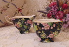 Royal Winton Grimwades Chintz Sugar Creamer "Orient" Black Floral Butterfly 1953 — photo 6