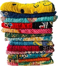 Mix Lot of Indian Tribal Kantha Quilts Vintage Cotton Bed Cover Throw Old Sari M