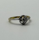 Clear Crystal Flower Blossom Ring – Silver Gold Tone Solitaire Setting Size N