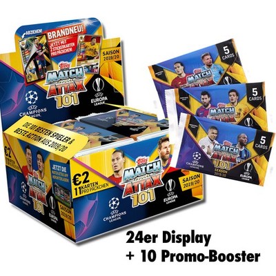 topps Match Attax 101 2019/20 Trading Cards   1 Display + 10 Promobooster