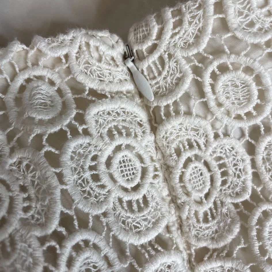 Pantalones Cortos Banana Republic Para Mujer 8 Marfil Todo Encaje Superpuesto Forrado Cremallera Lateral Clásico Foto 4 de 4