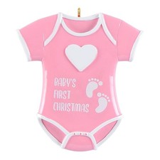 Baby's 1st Christmas Ornament 2025 - Personalized Pink Baby Girl Christmas Or...