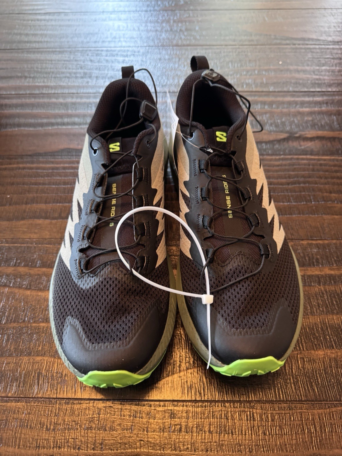 Scarpe da corsa Salomon Sense Ride 5 uomo taglia 9 verde nero strada trail 473111 NUOVE