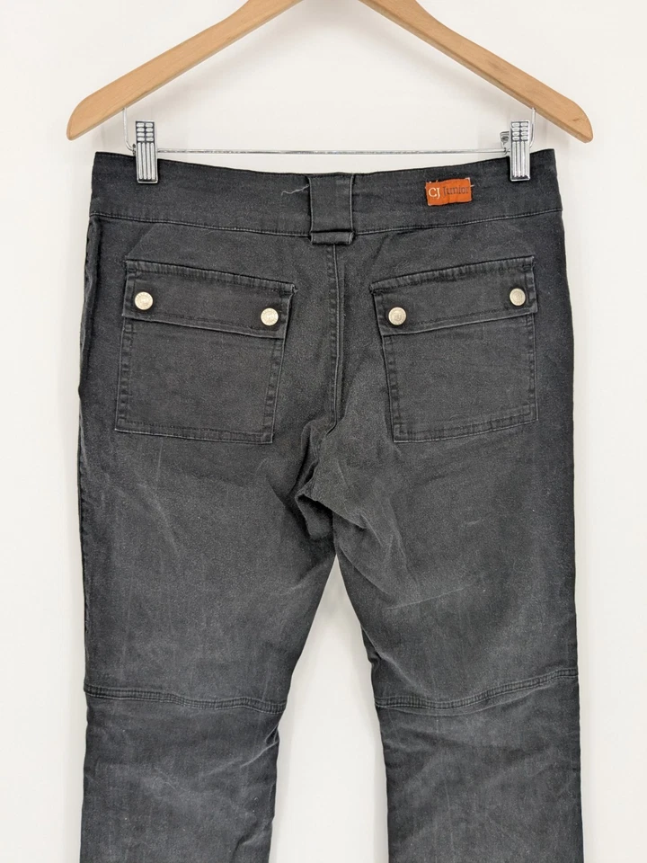 Pantalones De Colección Y2K Grunge Gótico Negro Bootcut Talla 9 Hebilla Correa Carga Bolsillo Emo Foto 4 de 4