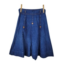 Vintage Denim Skirt Size 2-4 26" Waist Jean Knee Length A Line Western Cowgirl