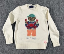 Polo Bear Ralph Lauren Boys 8 Nantucket Crab Eating Ivory Sweatshirt