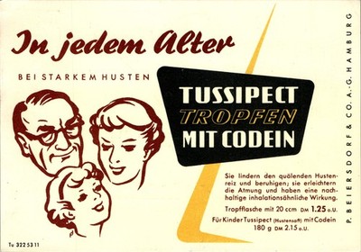 AK WERBUNG TUSSIPECT HUSTENSAFT BEIERSDORF HAMBURG MEDIZIN 1954