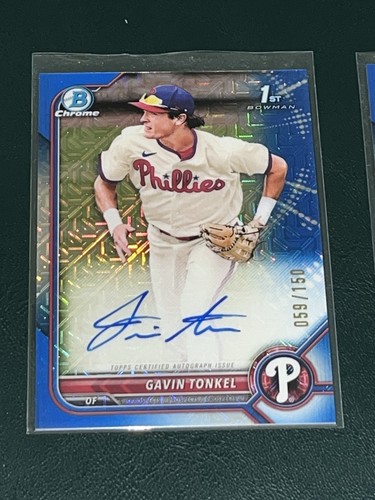 2022 Bowman Chrome MOJO REFRACTOR Gavin Tonkel AUTOGRAPH BLUE /150 - Picture 3 of 5