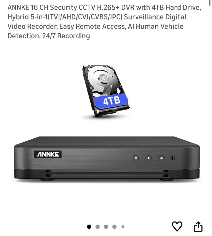 ANNKE 16 CH Security CCTV H.265+ DVR Hybrid 5-in-1(TVI/AHD/CVI/CVBS/IPC) - Image 3 of 3