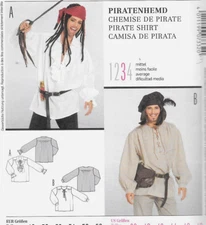 Burda Pattern 7332 Mens Costume Pirate Medieval/Renaissan Peasant Shirt Sz 38-48
