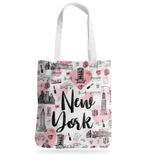 New York Souvenirs Tote Bag Beach Weekender Travel Reusable Grocery Girls Trip