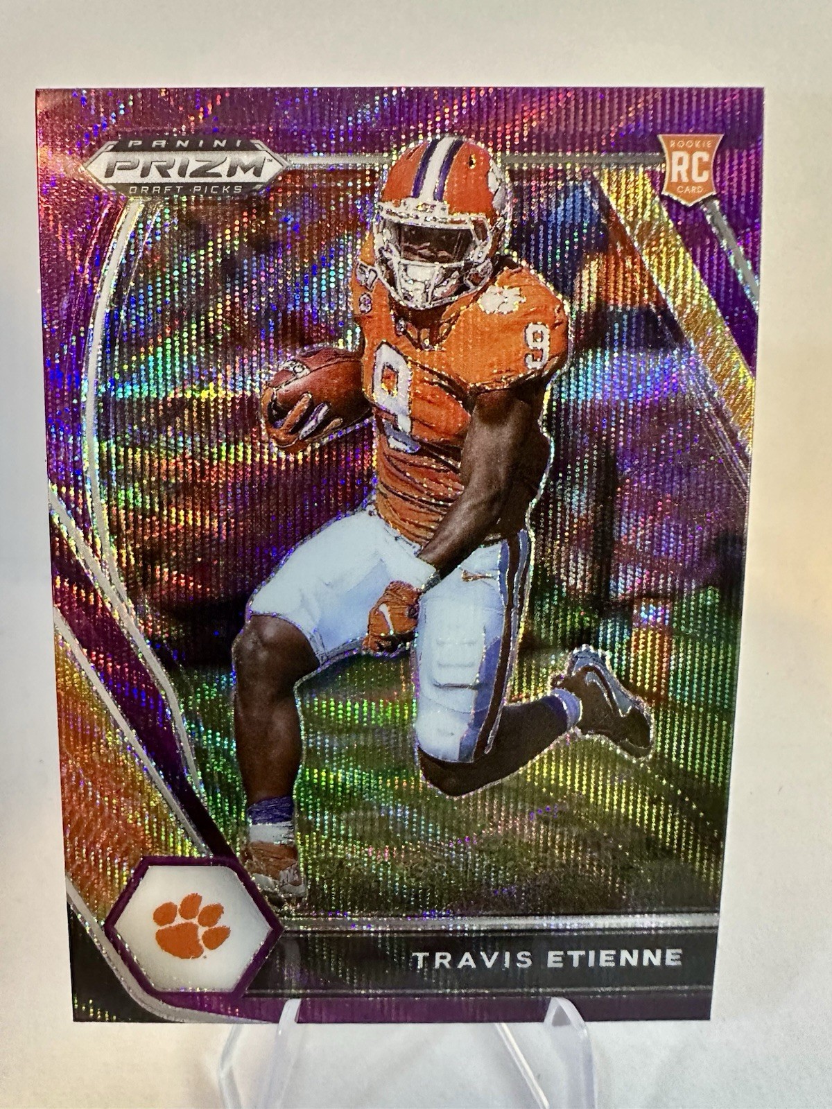 2021 Panini Prizm Draft Picks-Travis Etienne #107 Purple Wave Prizm (RC) Clemson