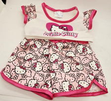 Build A Bear Hello Kitty Pink Satin Pajama Set PJs Shirt Shorts Sanrio Clothes