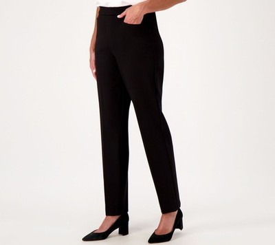 Susan Graver Women's Pants Sz M Smart Ponte Knit Slim Leg Pant Black A523951