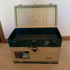 PLANO Fishing Tackle Storage Craft Box 4 Divider Drawers - used Beige Green 5757