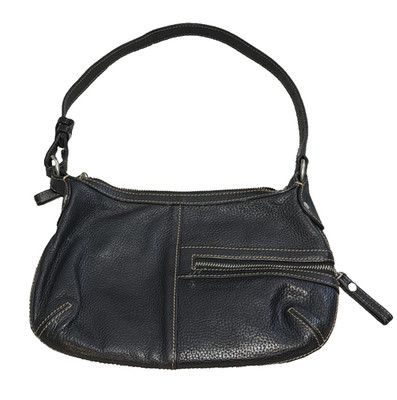 Danier Black Genuine Leather Zipper Close Rectangle Medium Shoulder Bag Purse