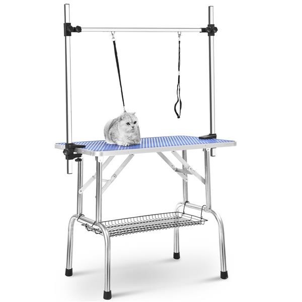 36in Folding Pet Grooming Table Heavy Duty Stainless Steel Adjustable Arm Leash