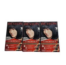 PACK OF 3 Revlon ColorSilk Permanent Hair Color, 12 Natural Blue Black