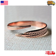 Pure Copper Feather Cuff Bracelet Adjustable ...