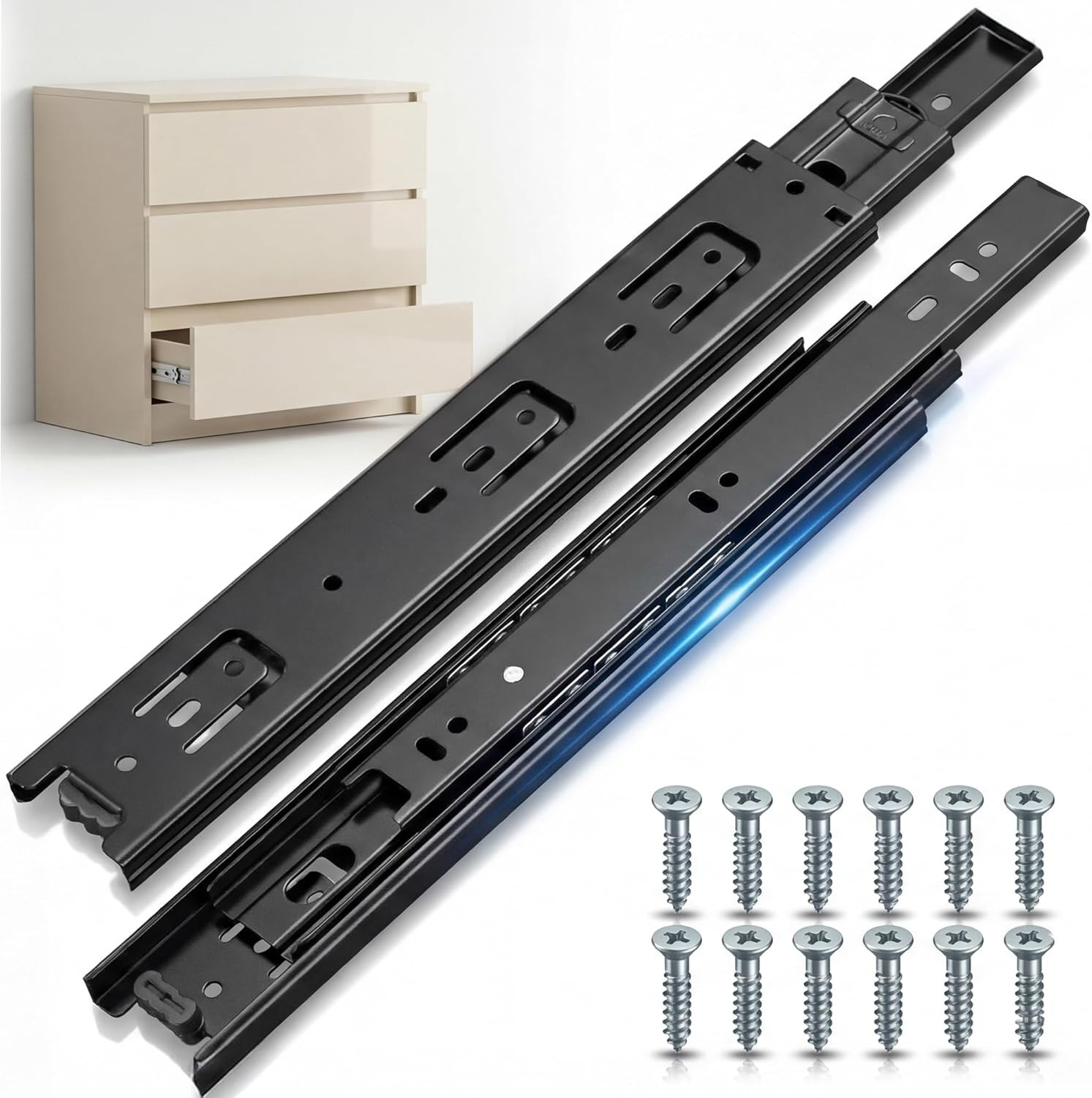 1 Pairs (2pcs) Side Mount Rails - Heavy Duty Full Extensio