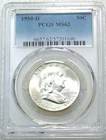 1950-D Franklin Half Dollar PCGS MS62 90% FBL Frosty White New Holder #V294E