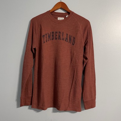 S-Timberland Men s NWT $52 Cotton Long Sleeve Brick Red T Shirt Slim Fit #5