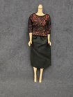 VTG Barbie Clone Doll Homemade Outfit Red Lace Top Black Skirt