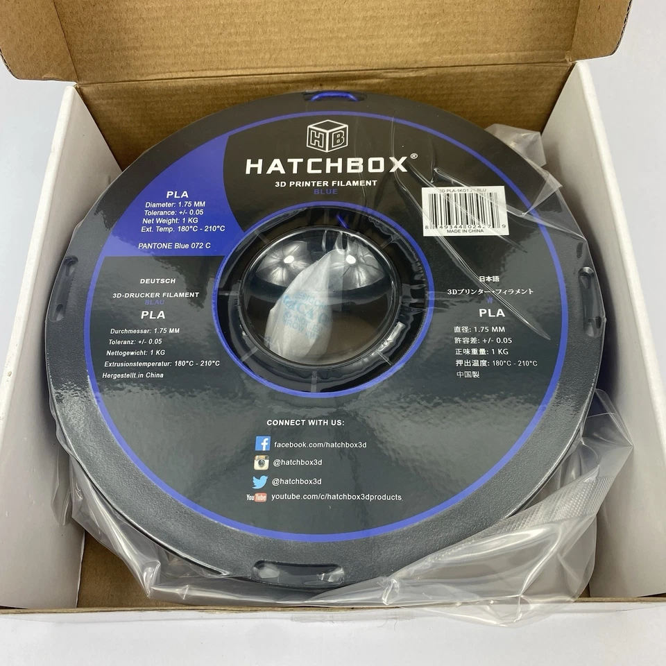 Hatchbox PLA 1.75mm 3D Printer Filament True Blue 1kg Spool 3DPLA1KG1.75BLU - Image 2 of 4