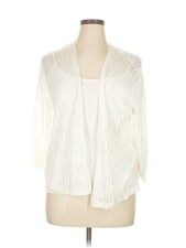 Worthington Women Ivory Cardigan 0X Plus