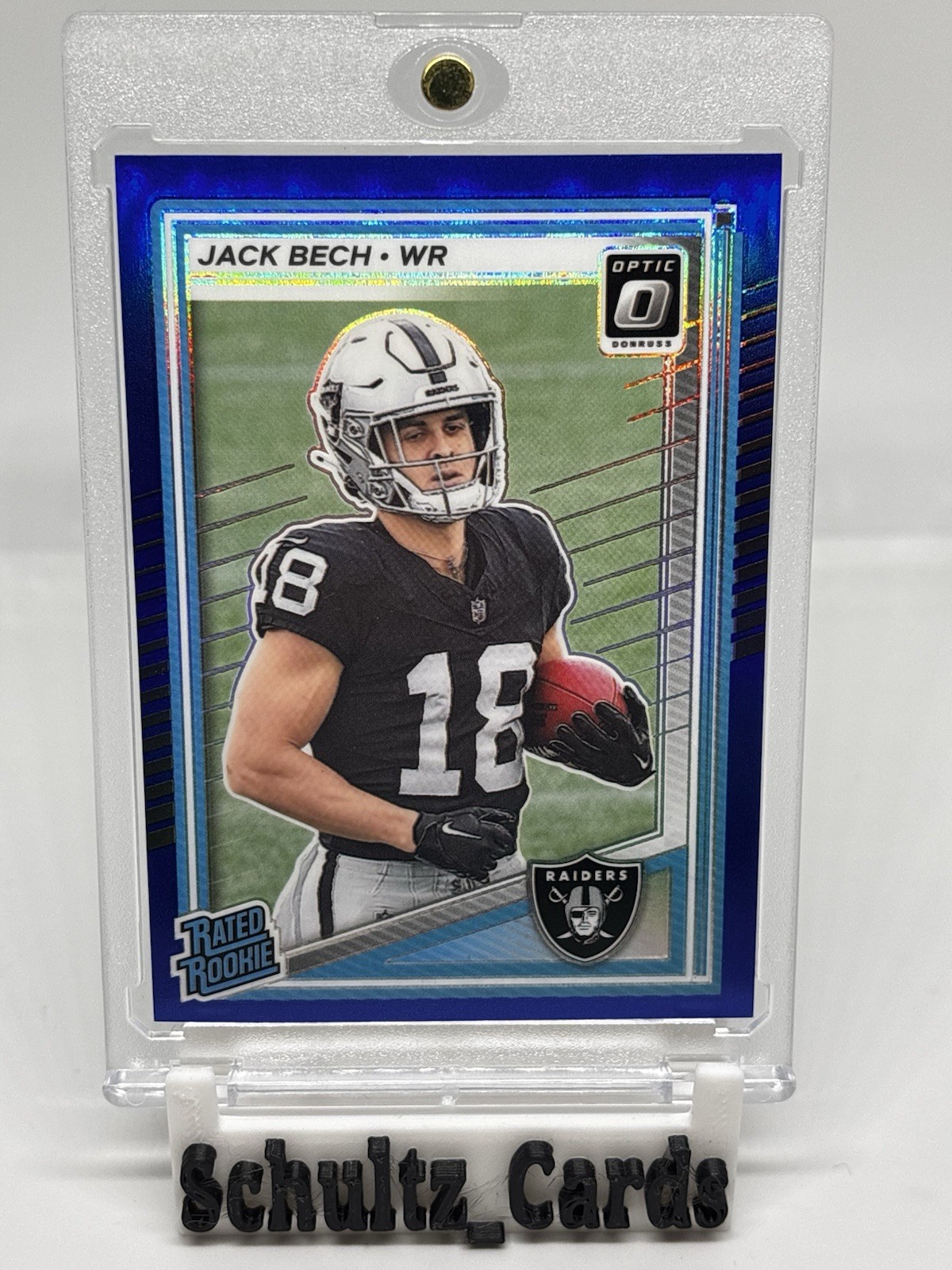 2025 Panini Donruss Optic Rated Rookie Jack Bech #211 BLUE PRIZM /249 RC Raiders