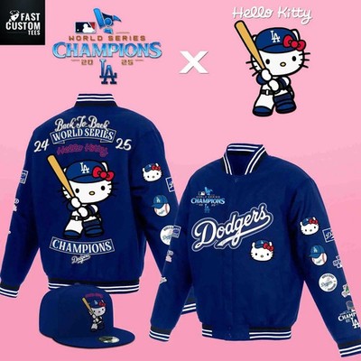LA Dodgers Kitty 2025 Back To Back World Series Champions Baseball Jacket S-5XL