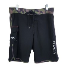 RVCA Eastern Boardshorts Mens 32 Black Camo 4 Way Stretch Surf Swim Cargo Trunks