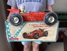 Vintage Indianapolis Racer Cragstan, Tomiyama Tin Litho w/BOX Japan 14.5 1960s