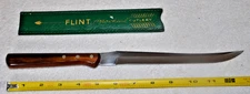 Vintage Vanadium Flint "Arrowhead" U.S.A. Slicing Filet Knife Wood Handle 13"