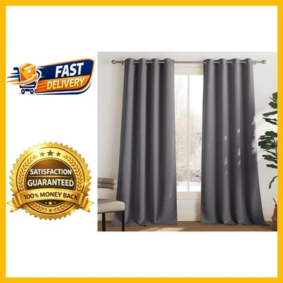 Lot de 2 Rideaux Occultants Gris 140x240 cm - Protection Lumineuse et Thermique - Photo 1/4