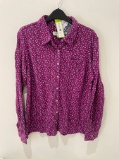 Mistral Flossie Purple Print Shirt Size 14 Organic Cotton Pintuck Draped RRP £43