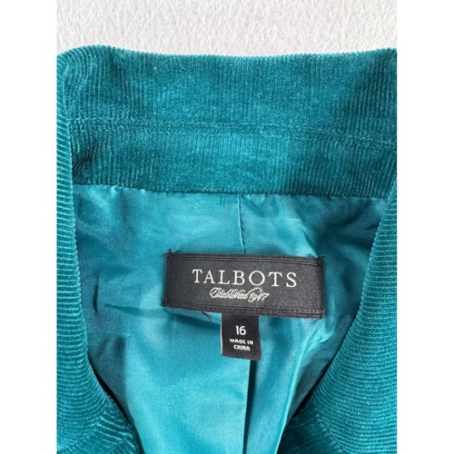 Talbots Teal Corduroy Blazer Jacket sz 16 peplum hem preppy old money 90s - Picture 4 of 7