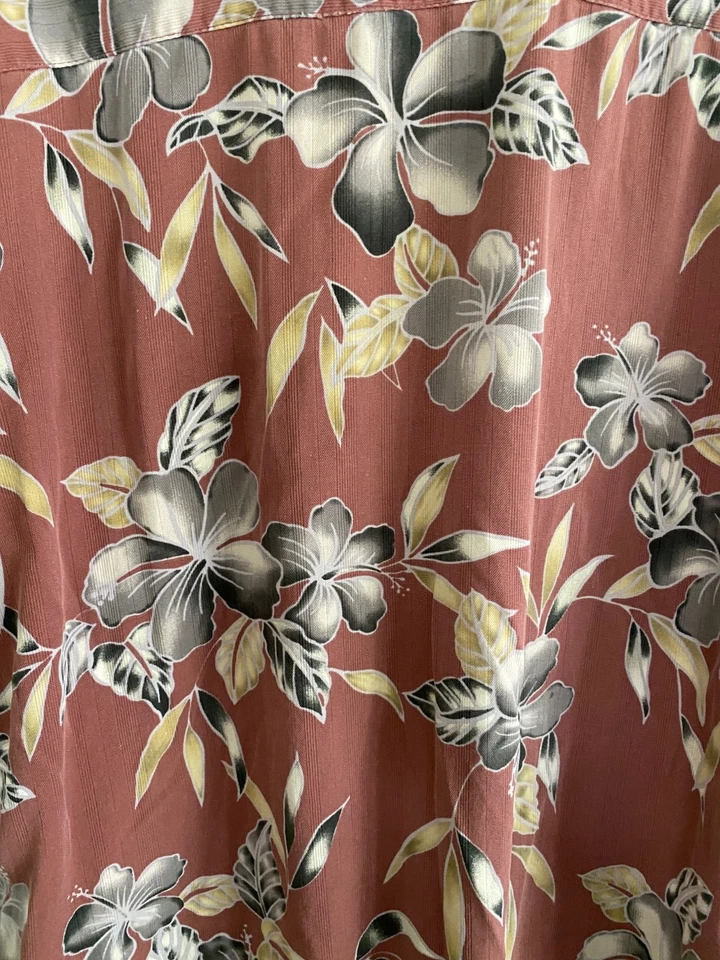 复古 Kona Kai Trading Company 夏威夷衬衫 LG 勃艮第花卉黄色灰色 — 第 2/4 张图片