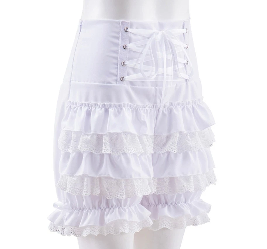 Lo último Lolita Gótico Cintura Alta Pantalones Cortos con Volantes Pantalones Cortos Disfraz con disfraces Foto 4 de 4