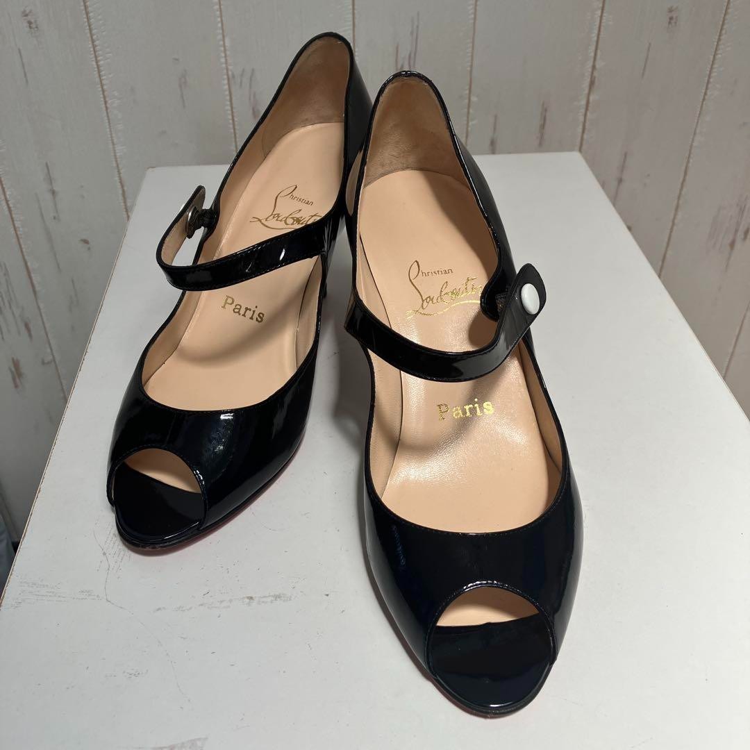 Christian Louboutin Open Toe Pumps Iowa Zeppa 120 Patent Leather