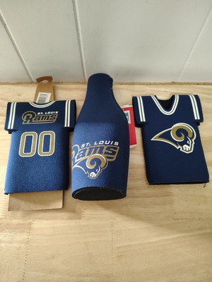St. Louis Rams Bottle Jersey Koozie by Kolder lot of three.  one is a zip up 