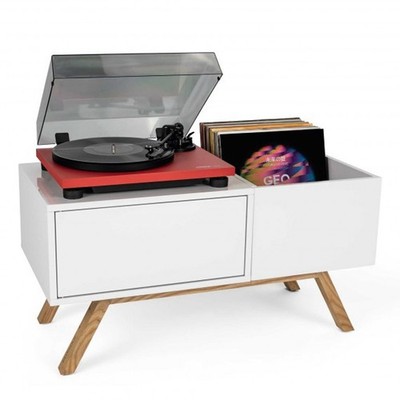 Glorious - Turntable Lowboard White / Wood