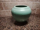 Vintage Haeger Pottery USA Vase Round Aqua Turquoise Green HTF Planter