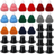 32 Pcs Winter Christmas Mini Doll Snowman Hats Santa Hats Top Caps for Crafts